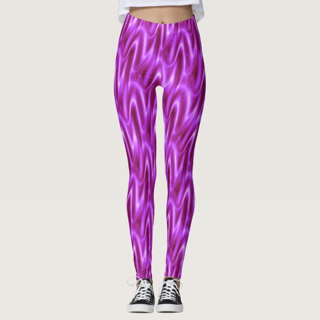 Bright Violet Wavy Pattern Leggings (Front)