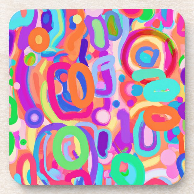 Bright Vivid Colours Pattern Coaster (Front)