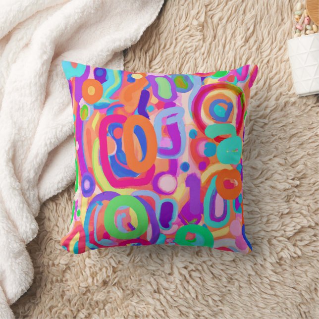 Bright Vivid Colours Pattern Cushion (Blanket)