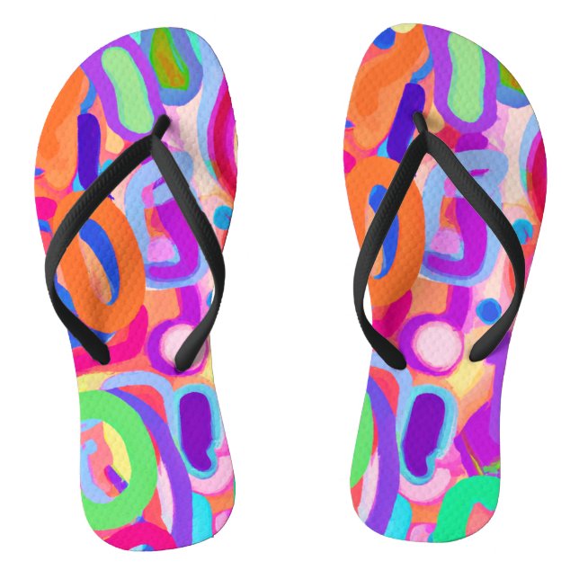 Bright Vivid Colours Pattern Flip Flops (Footbed)