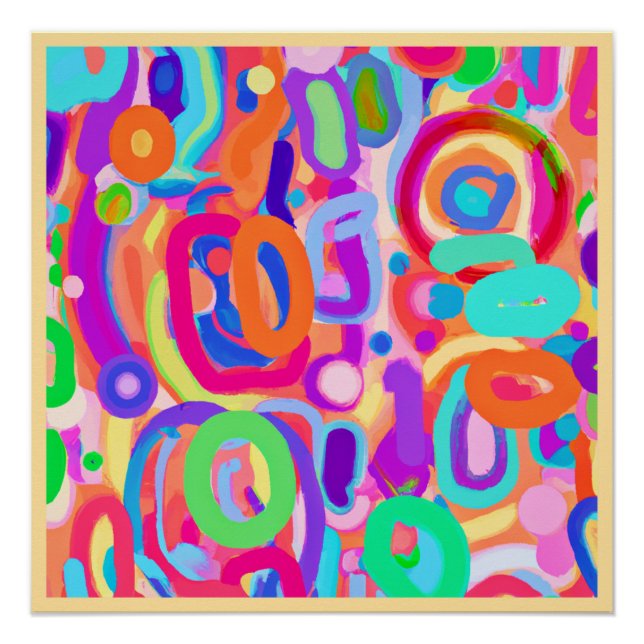 Bright Vivid Colours Pattern Poster (Front)