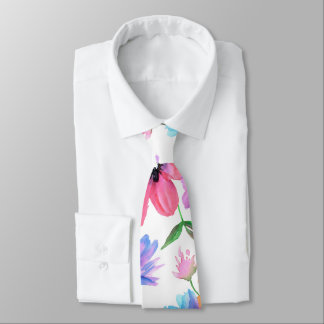 Bright Vivid Floral Print Modern Tie