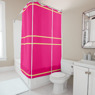 Bright Vivid Pink Pastel Yellow Geometric Shower Curtain