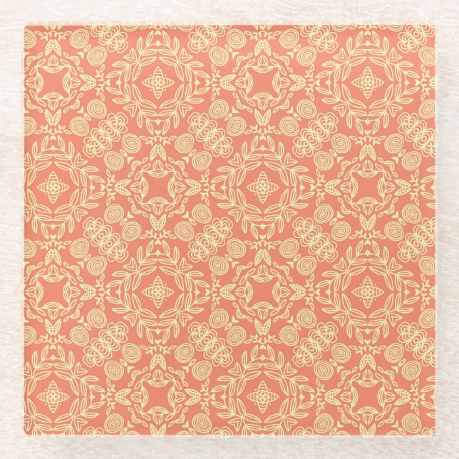 Bright warm background in vintage style. glass coaster (Front)