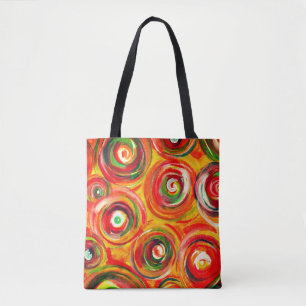 Bright Warm Circles and Swirls Original Abstract Tote Bag