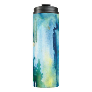 Bright watercolor abstract background. Watercolor Thermal Tumbler