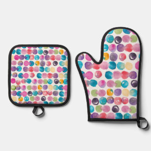 Bright Watercolor Abstract– Colorful Kitchen Oven Mitt & Pot Holder Set