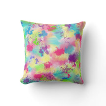 Bright Watercolor Abstract Pillow
