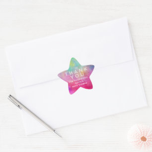 Bright Watercolor Baby Shower Thank You Star Sticker