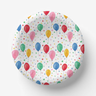 Bright Watercolor Balloon Paper Bowls | Fun Party Plate