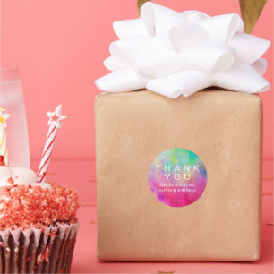 Bright Watercolor Birthday Thank You Classic Round Sticker