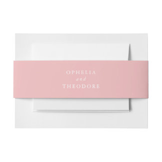 Bright Watercolor Botanical Blush Pink Wedding Invitation Belly Band