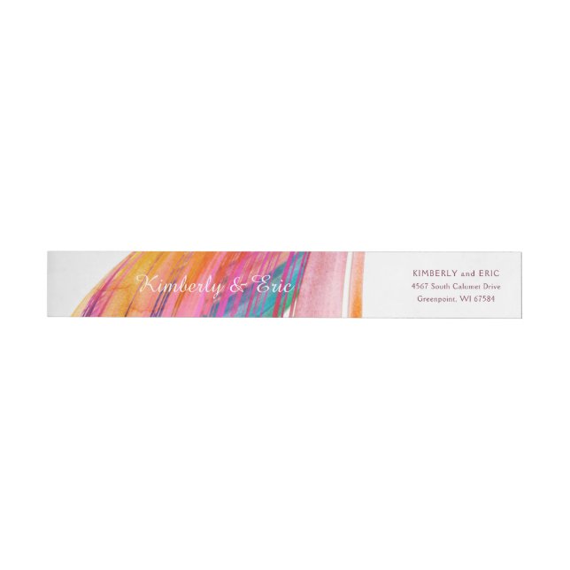 Bright Watercolor Brush Wedding Wrap-Around Label (Individual)