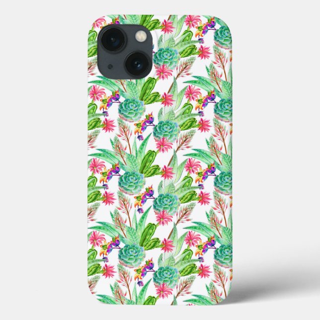 Bright Watercolor Cactus & Succulent Pattern Case-Mate iPhone Case (Back)