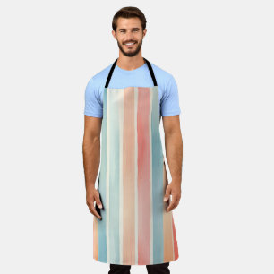 Bright Watercolor Colourful Stripe Pattern Apron