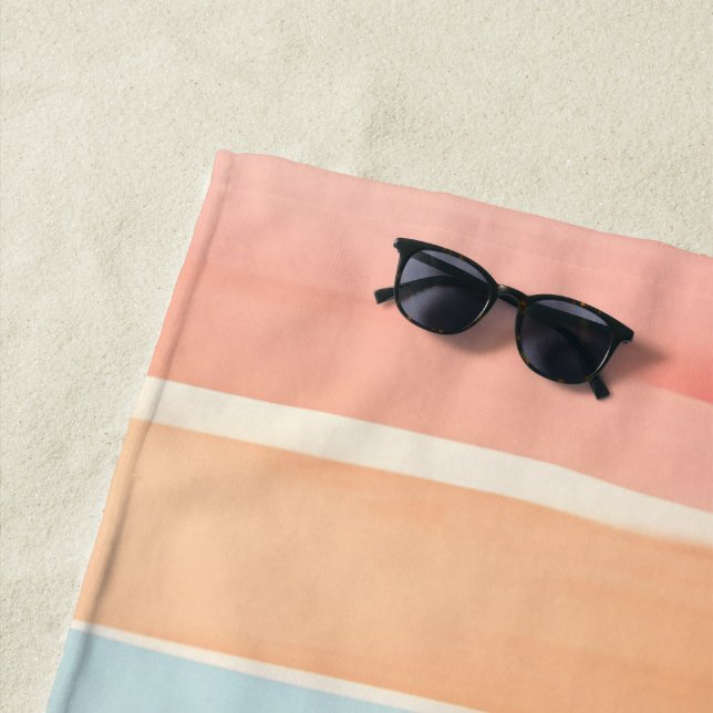 Bright Watercolor Colourful Stripe Pattern Beach Towel (In Situ)