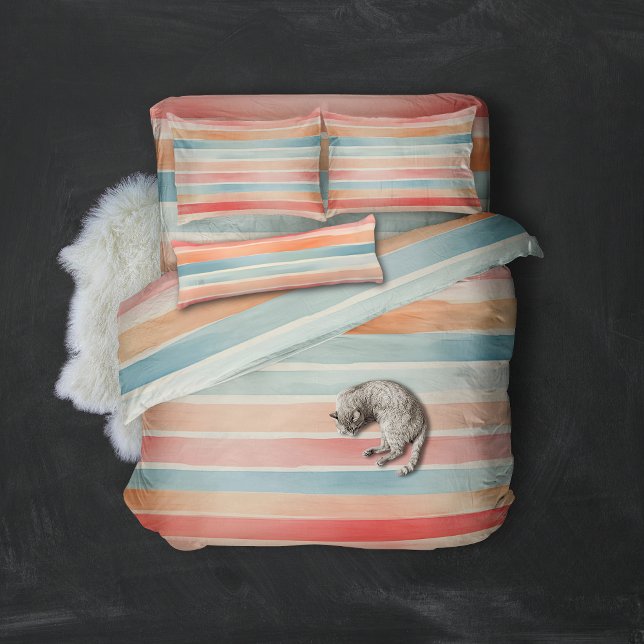 Bright Watercolor Colourful Stripe Pattern Body Cushion (Creator Uploaded)