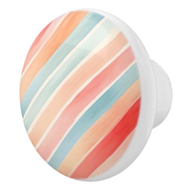 Bright Watercolor Colourful Stripe Pattern Ceramic Knob (Right)