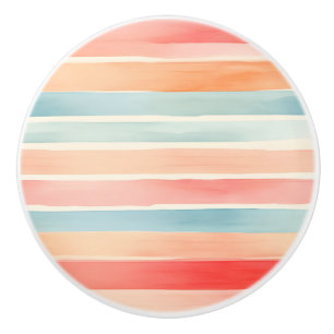 Bright Watercolor Colourful Stripe Pattern Ceramic Knob