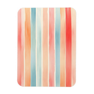 Bright Watercolor Colourful Stripe Pattern Magnet