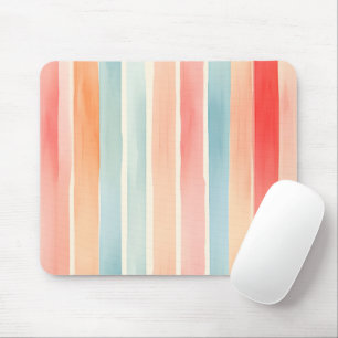 Bright Watercolor Colourful Stripe Pattern Mouse Mat