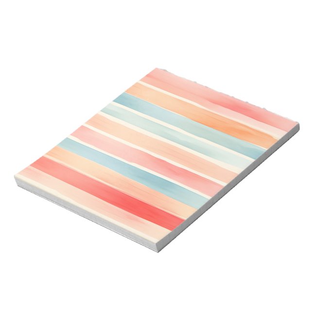 Bright Watercolor Colourful Stripe Pattern Notepad (Rotated)