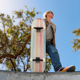 Bright Watercolor Colourful Stripe Pattern Skateboard