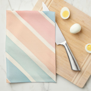 Bright Watercolor Colourful Stripe Pattern Tea Towel