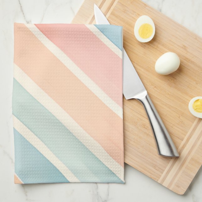 Bright Watercolor Colourful Stripe Pattern Tea Towel (Quarter Fold)