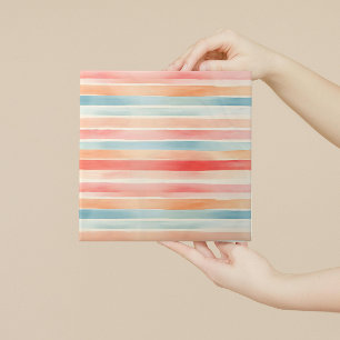 Bright Watercolor Colourful Stripe Pattern Tile