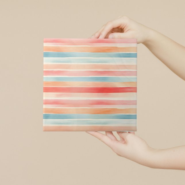 Bright Watercolor Colourful Stripe Pattern Tile (Creator Uploaded)