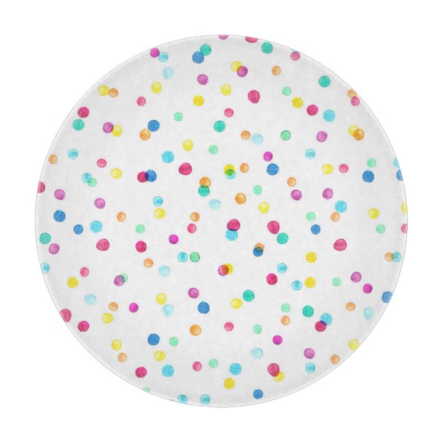 Bright Watercolor Dots: Seamless Pattern. Cutting Board (Front)