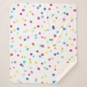 Bright Watercolor Dots: Seamless Pattern. Sherpa Blanket