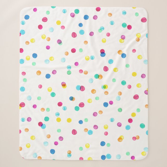 Bright Watercolor Dots: Seamless Pattern. Sherpa Blanket (Front)