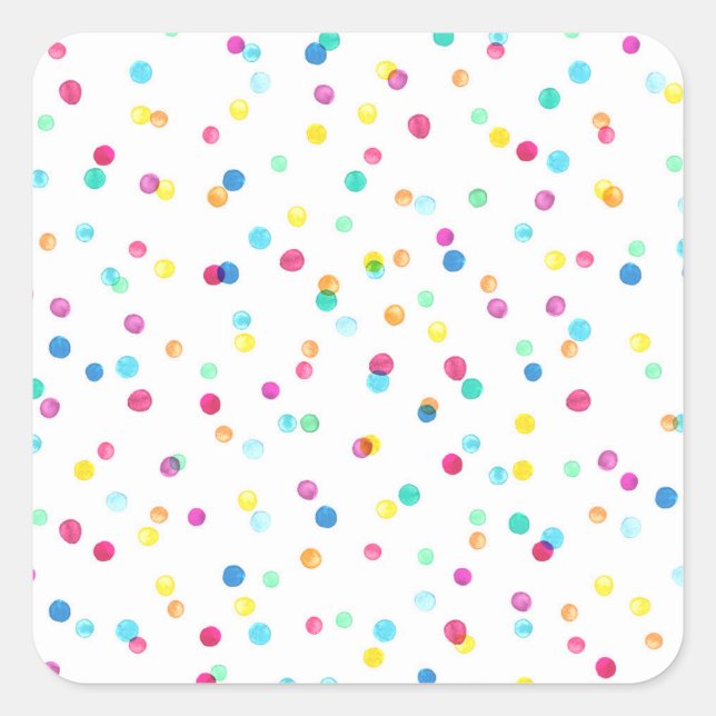 Bright Watercolor Dots: Seamless Pattern. Square Sticker (Front)