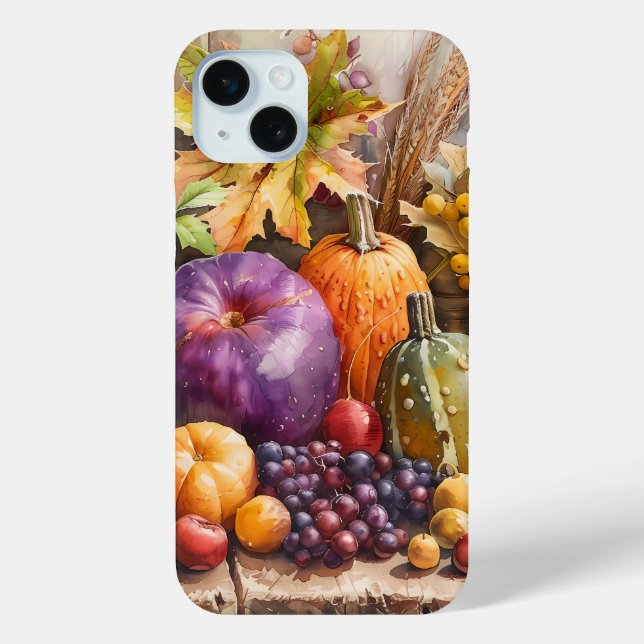 BRIGHT WATERCOLOR FALL FRUITS & VEGETABLES Case-Mate iPhone CASE (Back)