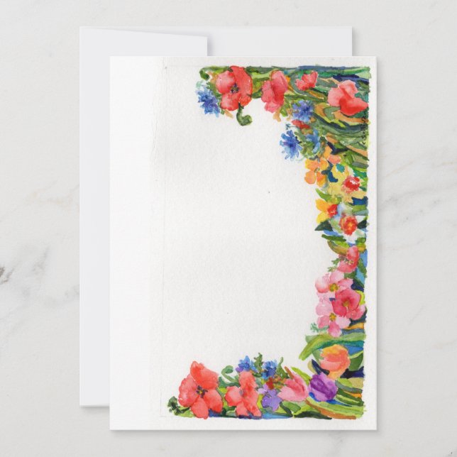 bright watercolor floral border card (Front)