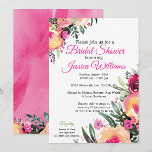 Bright Watercolor Floral Bridal Shower Invitation