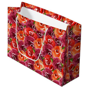 Bright Watercolor Floral Collage Large Gift Bag