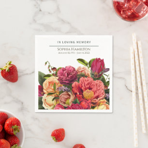 Bright Watercolor Floral Funeral Memorial  Napkin