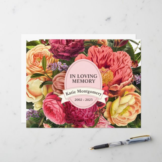 Bright Watercolor Floral Memorial Flyer (Front/Back In Situ)