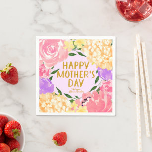 Bright Watercolor Floral Mother's Day Napkin