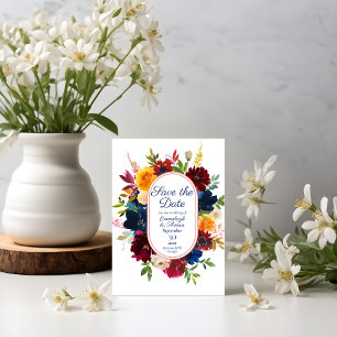 Bright Watercolor Floral Photo Save the Date Invitation