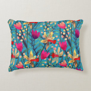 Bright Watercolor: Floral Seamless Design. Decorative Cushion