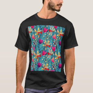 Bright Watercolor: Floral Seamless Design. T-Shirt