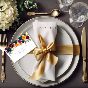 Bright Watercolor Floral Wedding Place Card