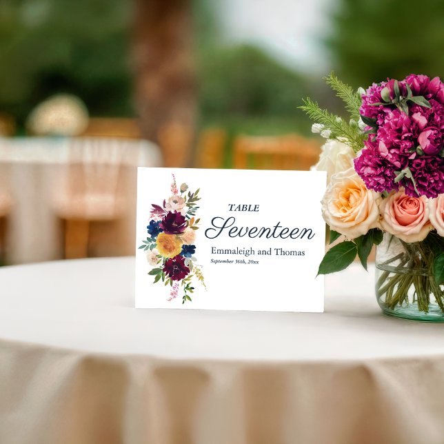 Bright Watercolor Floral Wedding Table Number (Creator Uploaded)