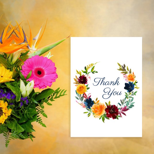 Bright Watercolor Floral Wedding Thank You  (Creator Uploaded)