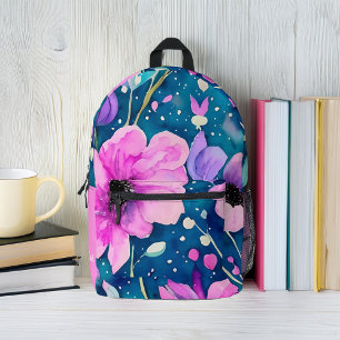 Bright Watercolor Florals Personalised Printed Backpack