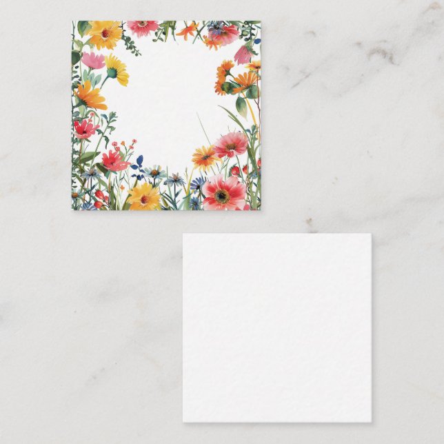 Bright Watercolor Flower Garden Card (Front/Back)